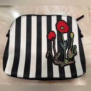 Pretty Nordstrom Striped Floral Embroidered makeup Bag 💕